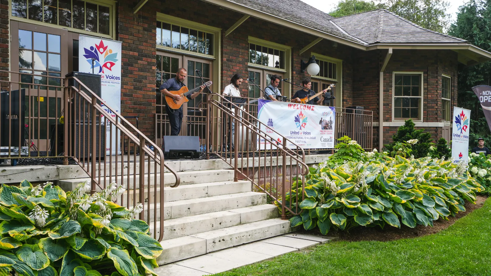 United in Voices Intercultural Dialogue Festival participants, performers, community booths, and cultural activities at Victoria Park hosted by Grand River Friendship Society.