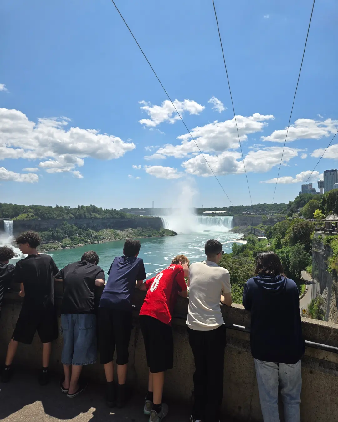 GRFS students viewing Horseshoe Falls from a scenic Niagara Falls lookout.