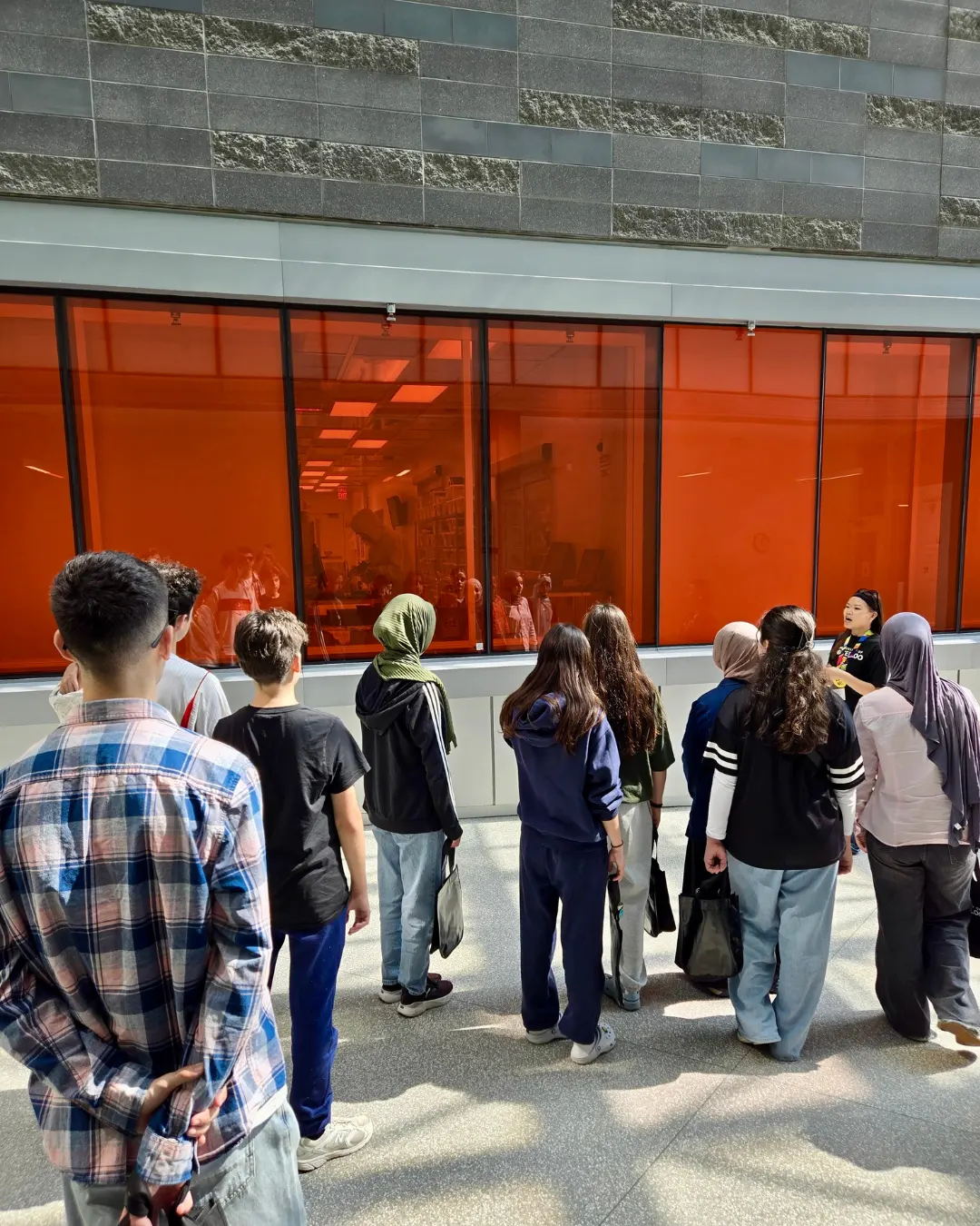GRFS mentorship students participating in a guided tour inside the University of Waterloo campus.