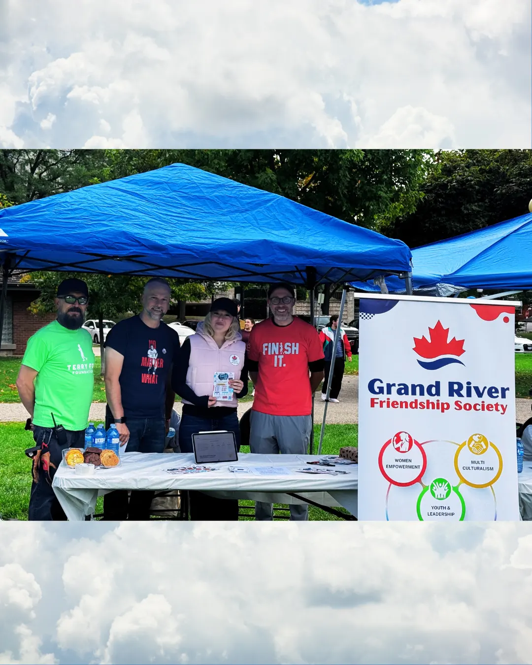 Community members and a GRFS volunteer at the 2026 Kitchener Terry Fox Run