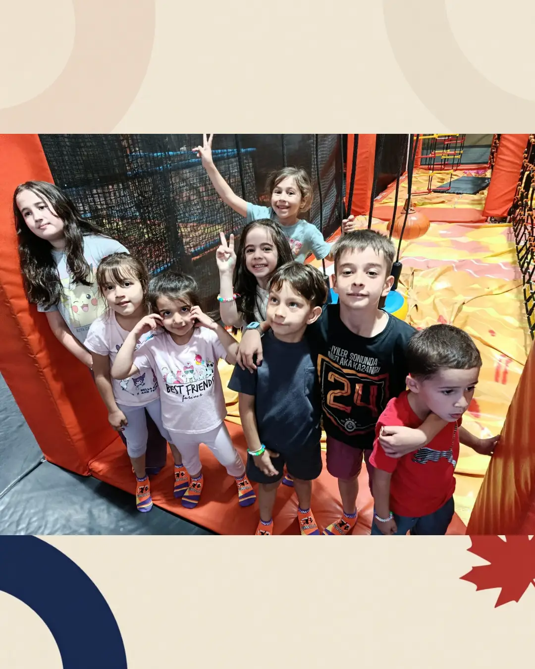 Children posing together at an indoor play venue at GRFS Summer School 2026