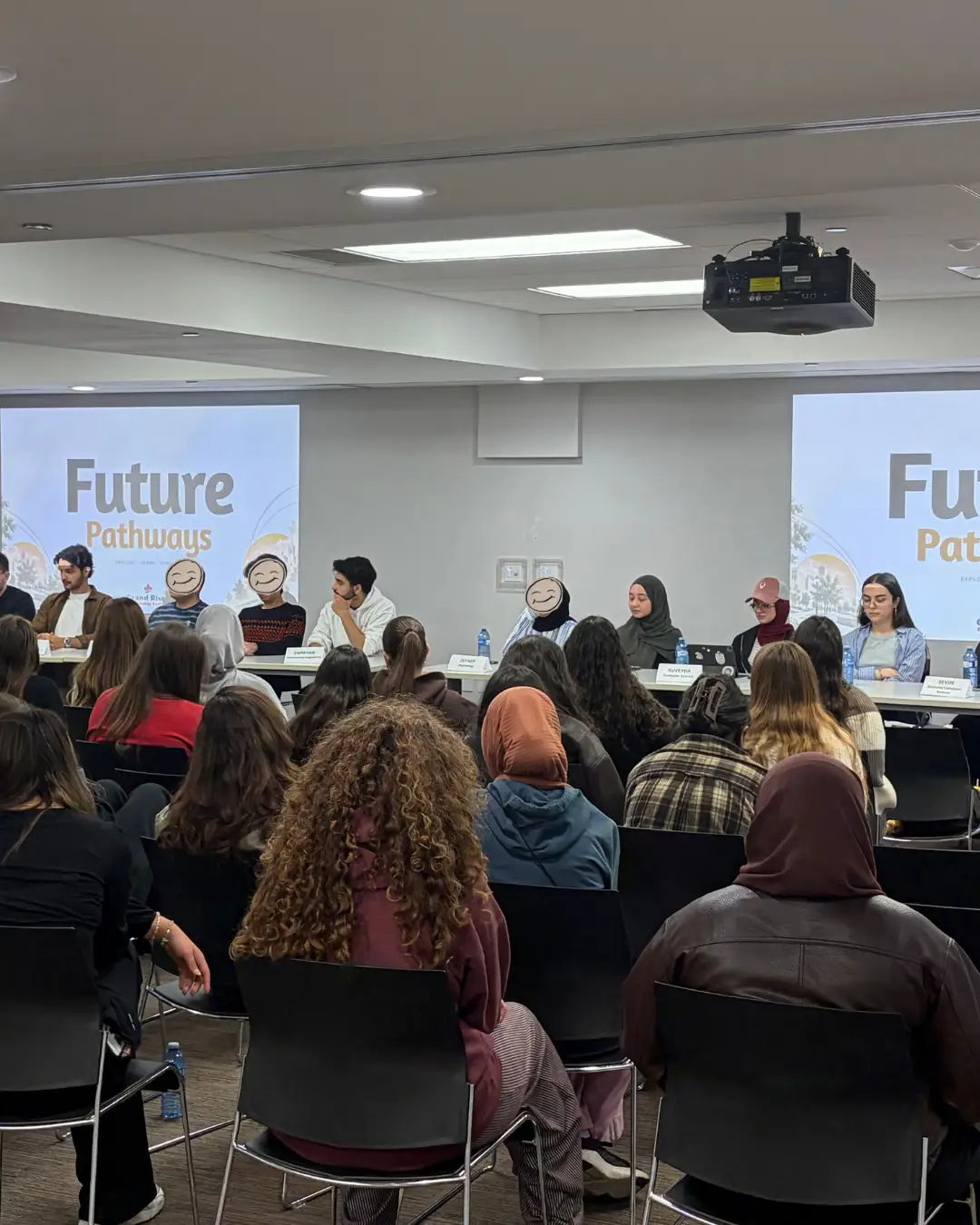 Students attending presentations and speaking with mentors at Future Pathways 2026