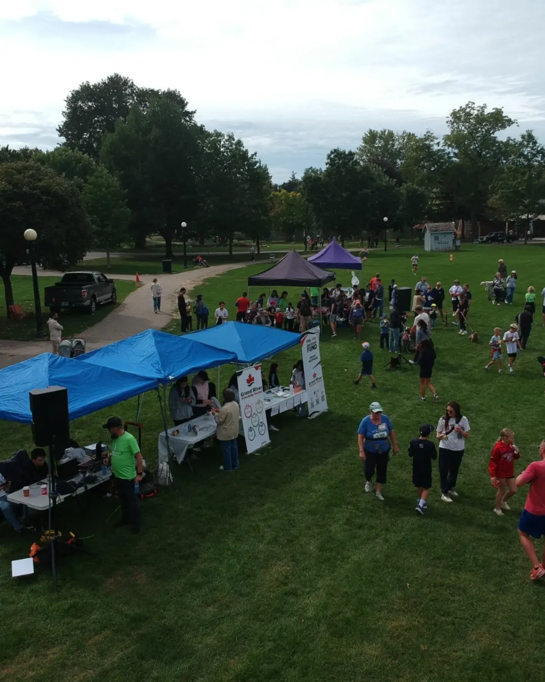 GRFS information table and participants gathered at the 2026 Kitchener Terry Fox Run